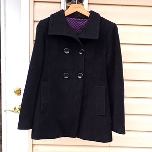 Steve Madden Black Wool Pea Coat Size Small
